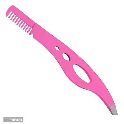 Slant Tweezers-Tweezer Professional Pink Stainless Steel Slant Tip Tweezer-The Best Precision Eyebrow Tweezers with comb