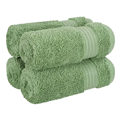 Luxury Turkish Cotton Washcloths for Easy Care, Extra Soft and Absorbent, Fingertip Towels, 4 Pack Washcloth Set by United Home Textile, Sage Green