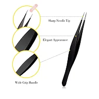 6 Pieces Ingrown Hair Tweezers Precision Needle Nose Pointed Tweezers Stainless Steel Tweezers for Facial Hair Eyebrow Blackhead Remover (Black)-thumb2