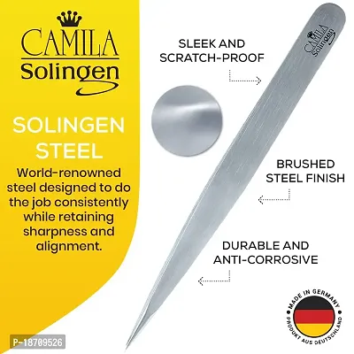 Camila Solingen CS27 4 Professional Surgical Grade Stainless Steel Precision Tip Eyebrow Tweezers for Facial Hair Shaping  Removal. Beauty Tool for Men/Women. Made in Solingen Germany (Pointed)-thumb5