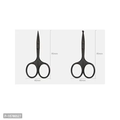 Janky Curved and Rouned Facial Hair Scissor for Men Black Mustache Nose Hair  Beard Trimming Scissors Safety Use for Eyebrows Stainless Stainless Steel Small Scissors-thumb4