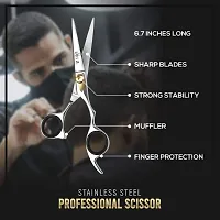 Blades Co. Stainless Steel Hair Cutting Scissor, Professional Salon Shears For Beard Trimming, Mustache And Grooming Hair - 6.5 Inch Barber Scissor For Men And Women With Comb And Pouch-thumb1