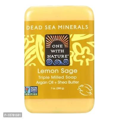 One With Nature Lemon Sage Dead Sea Mineral Soap, 7 Ounce Bar