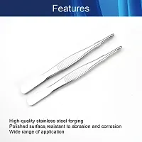 Hegebeck 304 Stainless Steel Tweezers Straight Tweezer Multi Purpose Tweezers Flat Round Tip for Plants, Facial Ingrown Hairs Splinter Remover Daily Beauty Tool with Round Tip 125mm 2pcs-thumb2