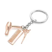 PESOENTH Hairdressing Hair Dryer/Scissor/Comb Hairdresser Keychains Hair Stylist Car key ring Women Men Gift 2pc-thumb2