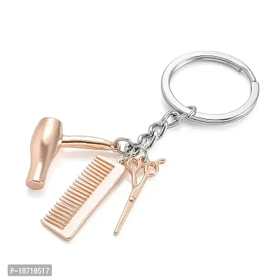 PESOENTH Hairdressing Hair Dryer/Scissor/Comb Hairdresser Keychains Hair Stylist Car key ring Women Men Gift 2pc-thumb3