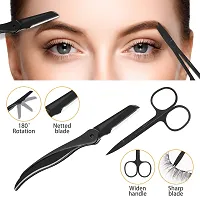 Eyebrow Tweezers Set, HOCOSY 7 in 1 Eyebrow Kit includes Eyebrow Scissors, Brush, Eyebrow Razor, Stainless Steel, Best Precision Eyebrow Shaper Trimmer for Ingrown Hair with Leather Travel Case-thumb3