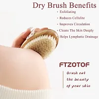 Ftzotof Dry Brush, Dry Brushing Body Brush with Natural Bristles, Exfoliating Brush Body Scrub for Dry Skin, Cellulite Treatment, Lymphatic Drainage and Blood Circulation Improvement, Medium Strength-thumb2