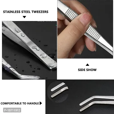 Hegebeck Long Handle Tweezer Stainless Steel Precision Tweezers Hair Remover Beauty Tool for Splinter and Ingrown Hairs with Bent Slant Tip 20cm 1pcs-thumb5