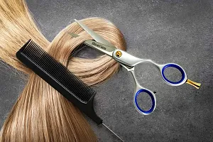 Professional Barber Scissor Hair Cutting Set - 5.5 - 1 Straight Edge Hair Scissor, Shears, By ShearGuru (satin 5.5)-thumb1