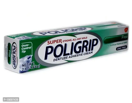 Super Poligrip Denture Adhesive Cream, Artificial Flavor/Color Free 2.4 oz by Abreva-thumb2