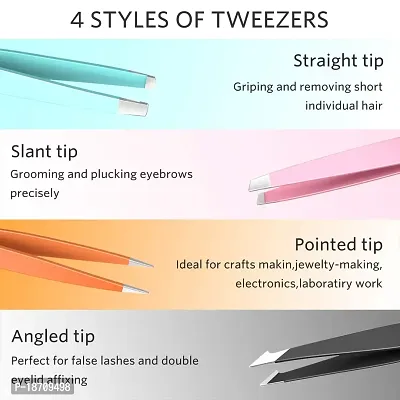 Tweezers for Eyebrows, Stainless Steel Precision Tweezers for Women and Men, Makeup TweezersAcirc;?Set Brow Remover TweezerAcirc;?forAcirc;?Ingrown Hair Removal kits, Beauty Tools for Ladies Girls-thumb4