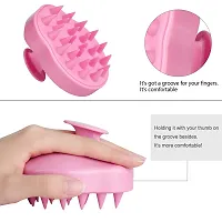 Scalp Massager Shampoo Brush Head Scalp Massager Scrubber, Soft Silicone Bristles for All Hair Types of -Thick or Thin, Short or Long,Men, Women, Kids and Pets , Improve Hair Growth 2PCS (GreenPink)-thumb1