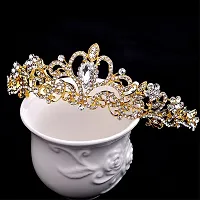 Yilanair Gold: Sparkle Metal Jeweled Crystal Rhinestone Queen Crown Tiara Headband Bridal Pageant (Gold)-thumb2