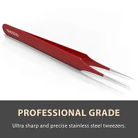 Ingrown Hair Tweezers | Pointed Tip | Red | 2 Pack | Precision Stainless Steel | Extra Sharp and Perfectly Aligned for Ingrown Hair Treatment  Splinter Removal For Men and Women | By Tweezees-thumb2