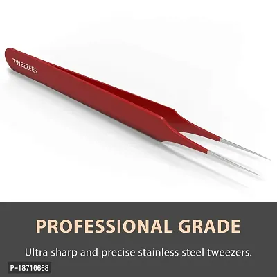 Ingrown Hair Tweezers | Pointed Tip | Red | 2 Pack | Precision Stainless Steel | Extra Sharp and Perfectly Aligned for Ingrown Hair Treatment  Splinter Removal For Men and Women | By Tweezees-thumb3