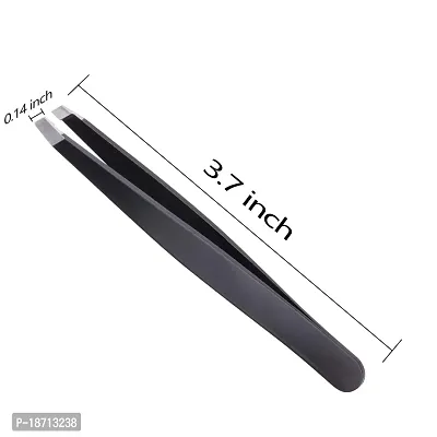 Tweezers, McoMce Tweezer, Eyebrow Tweezers Made of Stainless Steel, Ideal for Pesky Stray Hairs, Eyebrow Shaping, Double Eyelid Patches, Black-thumb2