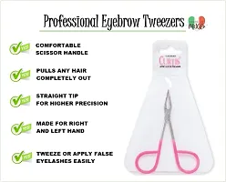 Curtis PROFESSIONAL Salon TWEEZERS with Easy Scissor Handle, CASE Included; The BEST PRECISION EYEBROW TWEEZERS Men/Women; Tools for Facial Hair, Ingrown Hair, Blackhead; Pink  Silver EASY TO HOLD-thumb1