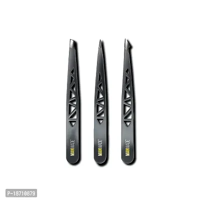 Man Made: Set of 3 Precision Tweezers, For Beards, Mustache and Eyebrows, Tweezers, Pointed Tip, Slanted Tip, and Flat Tip Become a Better Man (Yellow)-thumb4