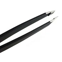 VRbeatter Tweezers Eyebrow Tweezers Slant Tweezers Precision Stainless Steel Slant Tip Tweezers For Men And Women For Facial Hair Removal And Brow Shaping And All Hair Removal (Black)-thumb1