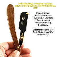 Professional Classic Straight Edge Barber Razor For Close Shaving - Salon Quality Men's Beard Cut Throat Shavette Manual Razor (Wooden Handle) With 5 Shaving Blades By Krisp Shave-thumb3