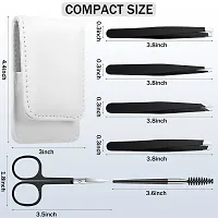 6 Pieces Eyebrow Tweezers Set with Curved Scissors, Eyelash Brush Stainless Steel Brow Remover Tools for Women and Girls, Hair Plucking Daily Beauty Tool with Storage Case (Classic Color)-thumb4