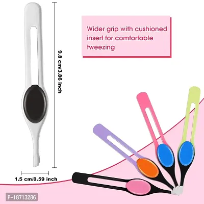 Chumia 5 Pieces Non-Slip Grip Tweezers Slanted Tip Stainless Steel Tweezer Wide Precision Tip Clip Tweezer for Ingrown Hair Eyebrow Shaping Splinter Blackhead Remover (Colorful Rubber Grip)-thumb2