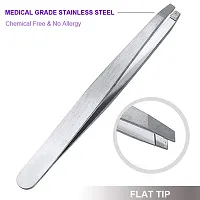 Colormilky Silver: Tweezers Eyebrows Best Precision For Ingrown Facial Hair Removal 4-Piece Pointed Slant Flat Tips First Aid Splinter Professional Classic-Slant-Angled-Pointed (Silver)-thumb4