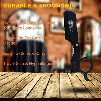 Professional Classic Straight Edge Barber Razor For Close Shaving - Salon Quality Manual Men's Beard Cut Throat Finger Razor Shavette With 10 Shaving Blades By Krisp Shave-thumb2