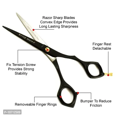 Professional Hair Cutting Scissors - Krisp Shave Japanese Stainless Steel Barber Salon Quality Scissor (6 Inch) - Shears for Men's Beard Mustache Women Kids Pets Haircut All Purpose Shear-thumb2