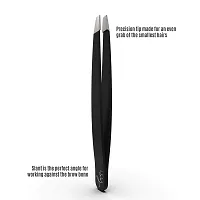 Stainless Steel Slant Tip Tweezers (4 inch) ? Professional Grade Tweezers ? Precision tweezers ? Ideal for tweezing eyebrows  Hair Removal tweezer ? Anti slip Expert Grade Eyebrow Tweezers-thumb2