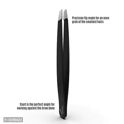 Stainless Steel Slant Tip Tweezers (4 inch) ? Professional Grade Tweezers ? Precision tweezers ? Ideal for tweezing eyebrows  Hair Removal tweezer ? Anti slip Expert Grade Eyebrow Tweezers-thumb3