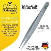 Camila Solingen CS27 4 Professional Surgical Grade Stainless Steel Precision Tip Eyebrow Tweezers for Facial Hair Shaping  Removal. Beauty Tool for Men/Women. Made in Solingen Germany (Pointed)-thumb1