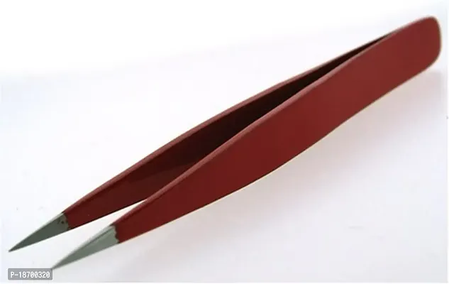 3 mini tweezers sharp solid/classic design - color red-thumb0