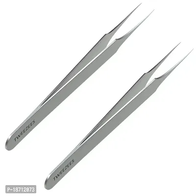 Ingrown Hair Tweezers | Pointed Tip | 2 Pack | Precision Stainless Steel | Extra Sharp and Perfectly Aligned for Ingrown Hair Treatment  Splinter Removal For Men and Women | By Tweezees-thumb0