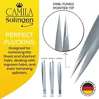 Camila Solingen CS27 4 Professional Surgical Grade Stainless Steel Precision Tip Eyebrow Tweezers for Facial Hair Shaping  Removal. Beauty Tool for Men/Women. Made in Solingen Germany (Pointed)-thumb2