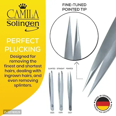 Camila Solingen CS27 4 Professional Surgical Grade Stainless Steel Precision Tip Eyebrow Tweezers for Facial Hair Shaping  Removal. Beauty Tool for Men/Women. Made in Solingen Germany (Pointed)-thumb3