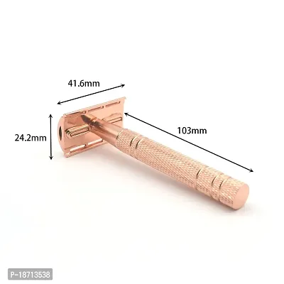 LAGIPA Double Edge Safety Razor with 10pcs Blades, Rose Gold Safety Razor For Women Men, Metal Single Blade Razor Fits All double Edge Blade, Reusable Razor, Eco Friendly Wet Shaving-thumb2