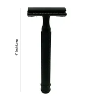 Krisp Beauty Stainless Steel Long Handle Black Safety Razor for Men - Double Edge Razor - Fits All Double Edge Razor Blades - Comes With 5 Shaving Blades-thumb2