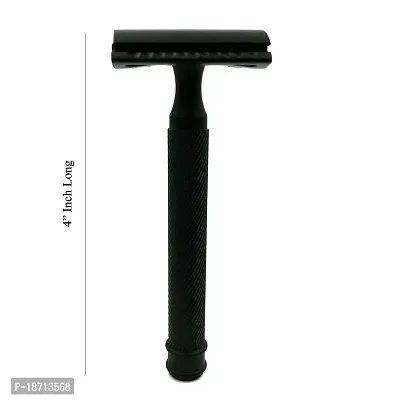 Krisp Beauty Stainless Steel Long Handle Black Safety Razor for Men - Double Edge Razor - Fits All Double Edge Razor Blades - Comes With 5 Shaving Blades-thumb3