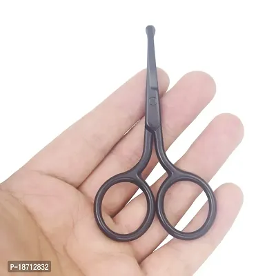 Yutoner Curved Straight Rounded Blunt Facial Hair Scissors for Men - Mustache, Nose Hair  Beard Trimming Scissors, Safety Use for Eyebrows, Eyelashes, and Ear Hair (Black Safety Head)-thumb4