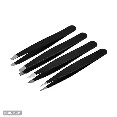 Precision Slant Eyebrow Tweezers for Women  Men | Professional Stainless Steel Hair Removal Makeup Tool, Lash Tweezer for Ingrown Hair/blackhead/splinter, (4 Pcs)-thumb5