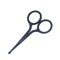 Yutoner Curved Straight Rounded Blunt Facial Hair Scissors for Men - Mustache, Nose Hair  Beard Trimming Scissors, Safety Use for Eyebrows, Eyelashes, and Ear Hair (Black Safety Head)-thumb1