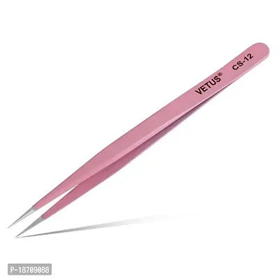 Vetus Pink Color Precision Eyebrow Eyelash Plant Tweezers Hair Remover Nail Beauty Makeup Tool Stainless Steel Pointed Tip Cs-12