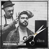 Blades Co. Stainless Steel Hair Cutting Scissor, Professional Salon Shears For Beard Trimming, Mustache And Grooming Hair - 6.5 Inch Barber Scissor For Men And Women With Comb And Pouch-thumb3