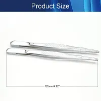 Hegebeck 304 Stainless Steel Tweezers Straight Tweezer Multi Purpose Tweezers Flat Round Tip for Plants, Facial Ingrown Hairs Splinter Remover Daily Beauty Tool with Round Tip 125mm 2pcs-thumb1