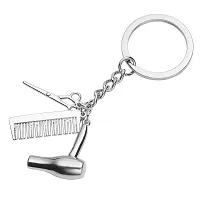 PESOENTH Hairdressing Hair Dryer/Scissor/Comb Hairdresser Keychains Hair Stylist Car key ring Women Men Gift 2pc-thumb1