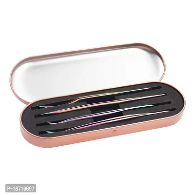 1 Pc Eyelash Extension Tweezers Storage Case Professional Travel Small Box Portable Tin Holder Container for Tweezer, Rose Gold