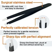 Tweezers Set - 6 Piece Professional Stainless Steel Tweezers for Eyebrows|Great Precision for Facial Hair, Splinter and Ingrown Hair Removal (Black)-thumb3