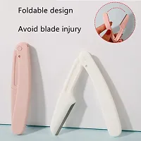 Foldable Eyebrow Trimmer Painless Facial Razors Portable Eyebrow Trimming Blade Woman Hair Remover for Eyebrow Armpit Bikini Lips (3 pieces)-thumb2